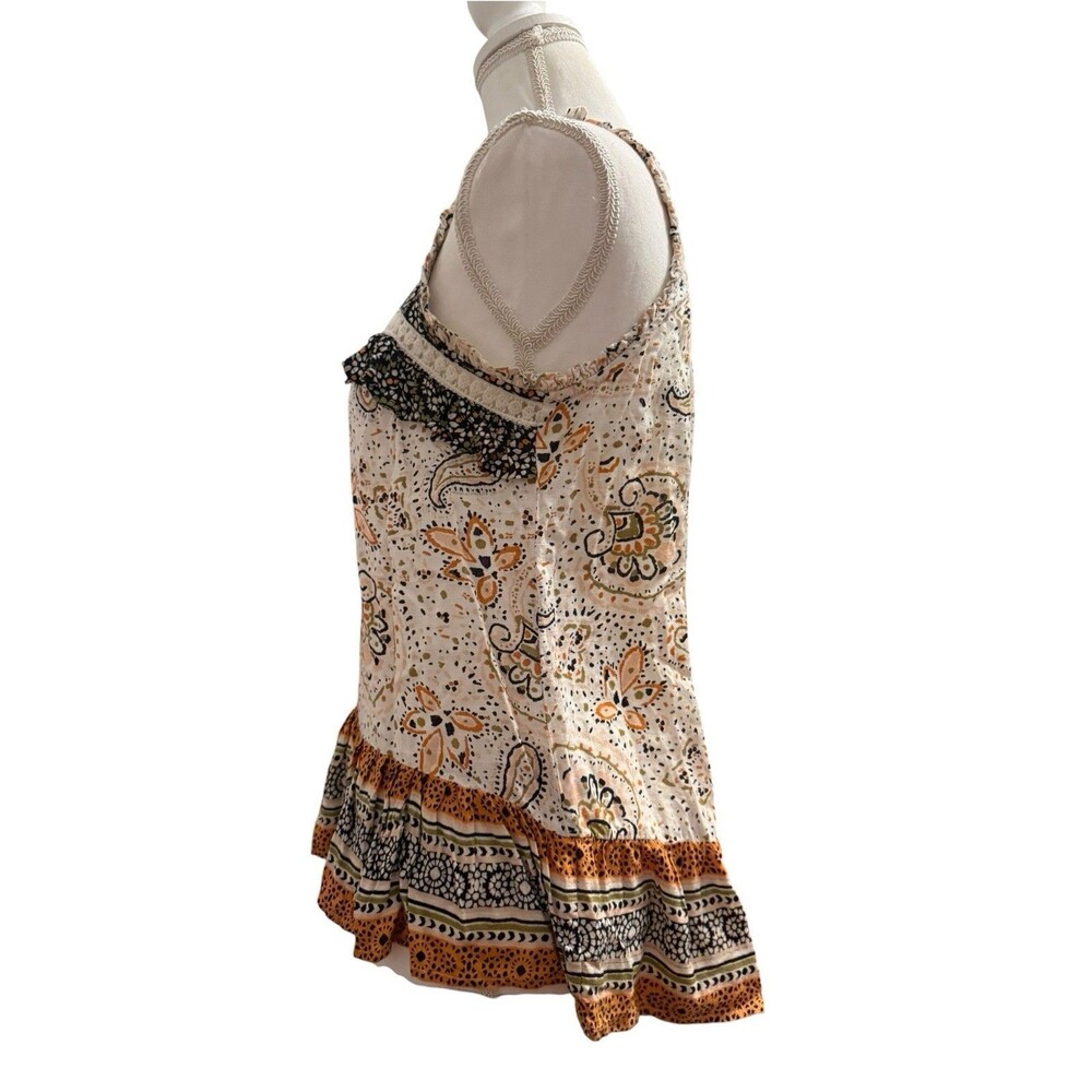Patrons of Peace Paisley Ruffle Peplum Tank Top Boho XS - Picture 5 of 9